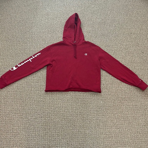 Red Cropped Champions Sweatshirt - Picture 1 of 7